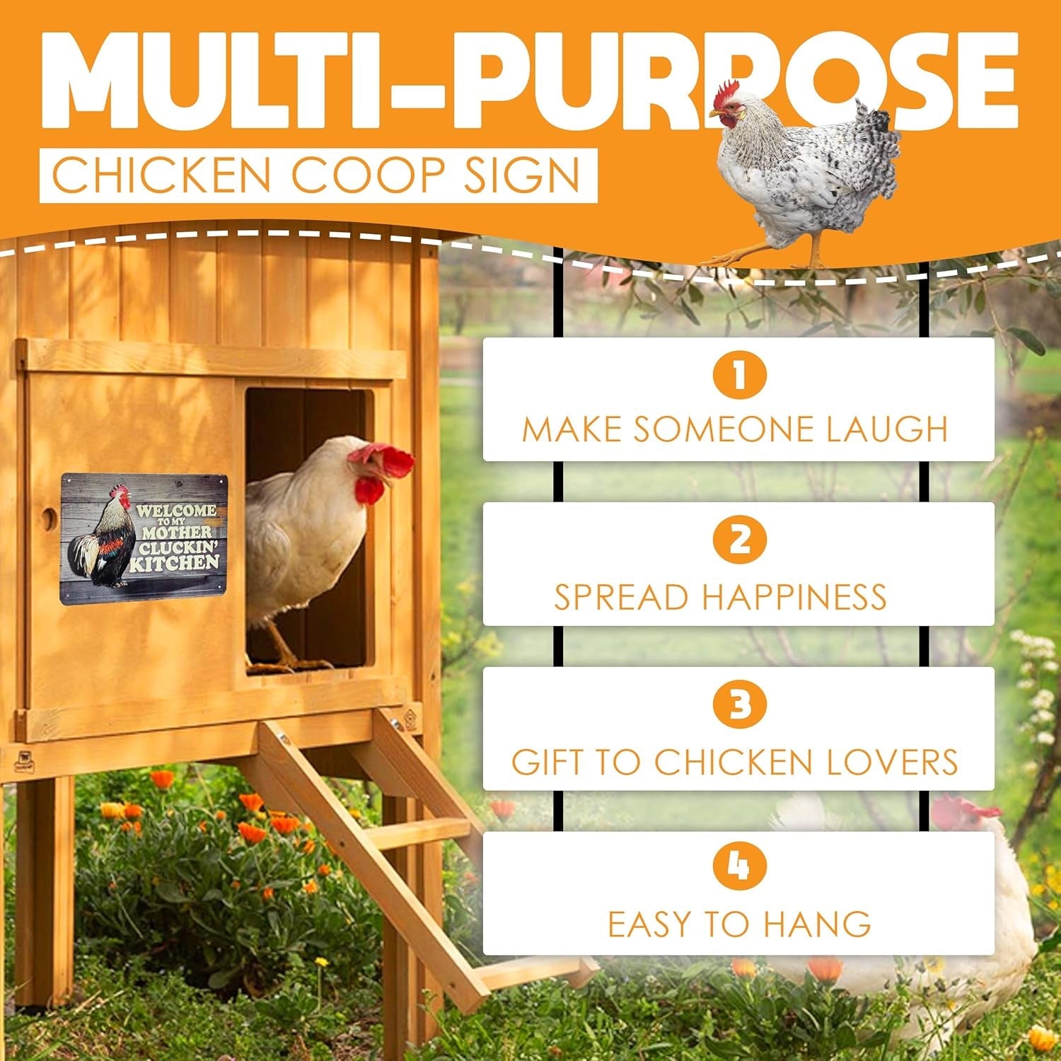 Chicken Coop Sign - 8x12 Welcome to My Mother Cluckin' Kitchen Decor - Inside The Bars