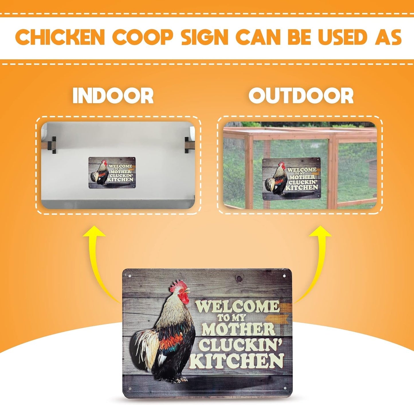 Chicken Coop Sign - 8x12 Welcome to My Mother Cluckin' Kitchen Decor - Inside The Bars