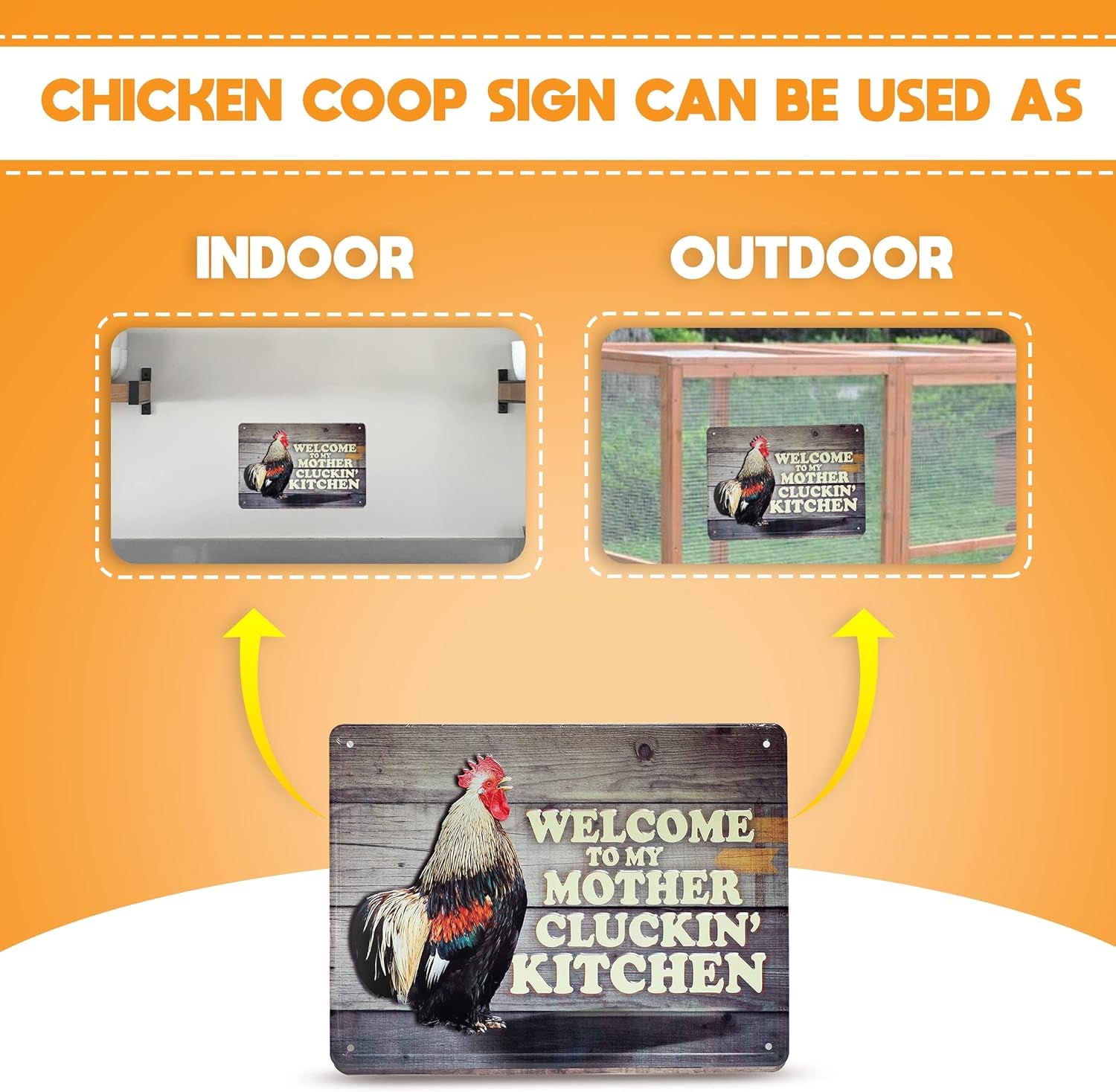 Chicken Coop Sign - 8x12 Welcome to My Mother Cluckin' Kitchen Decor - Inside The Bars