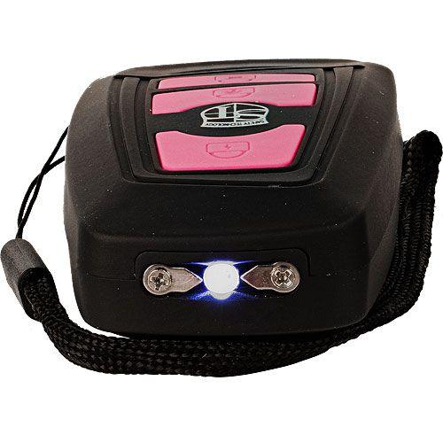 Compact 27 Million Volt Pink Stun Gun with Alarm and LED Light - Inside The Bars