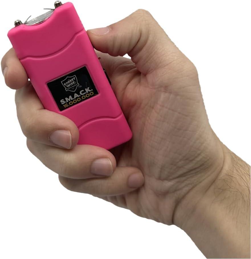 Compact Empowerment Self - Defense Keychain Set - Hot Pink Stun Gun & Pepper Gel - Inside The Bars