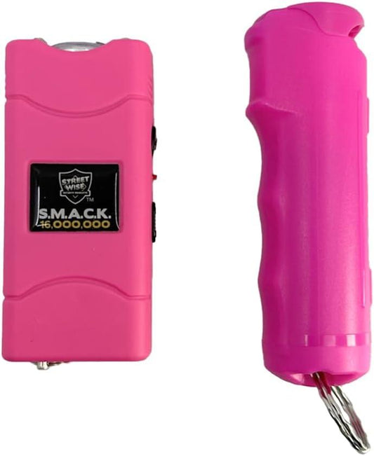 Compact Empowerment Self - Defense Keychain Set - Hot Pink Stun Gun & Pepper Gel - Inside The Bars