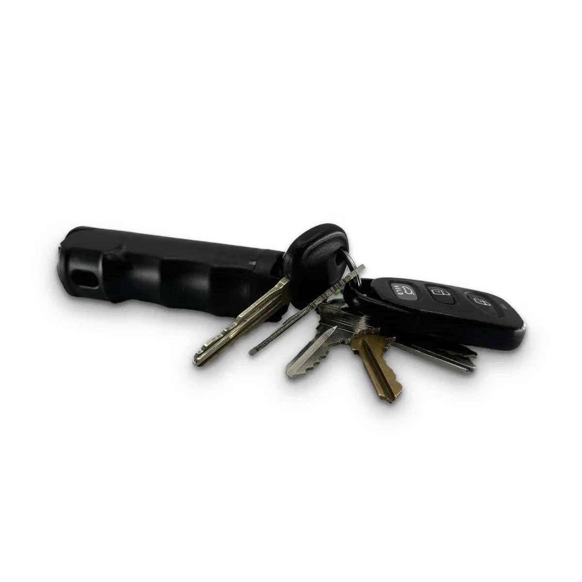 Compact Self - Defense Keychain Set - Powerful Stun Gun & Pepper Spray Gel with LED Light, USB Rechargeable Safety Tool for Women's Protection BLACK - Inside The Bars