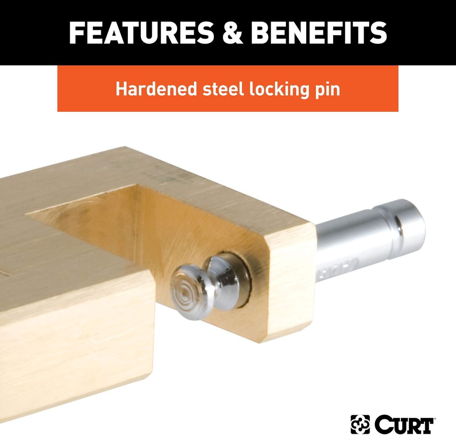 CURT 23546 Brass Trailer Tongue Coupler Lock 1/4 Inch Pin - Inside The Bars