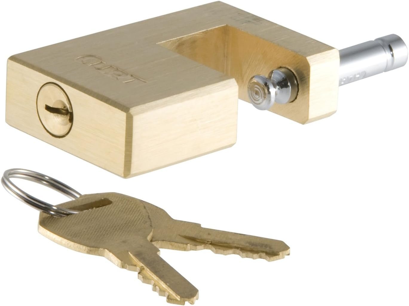 CURT 23546 Brass Trailer Tongue Coupler Lock 1/4 Inch Pin - Inside The Bars