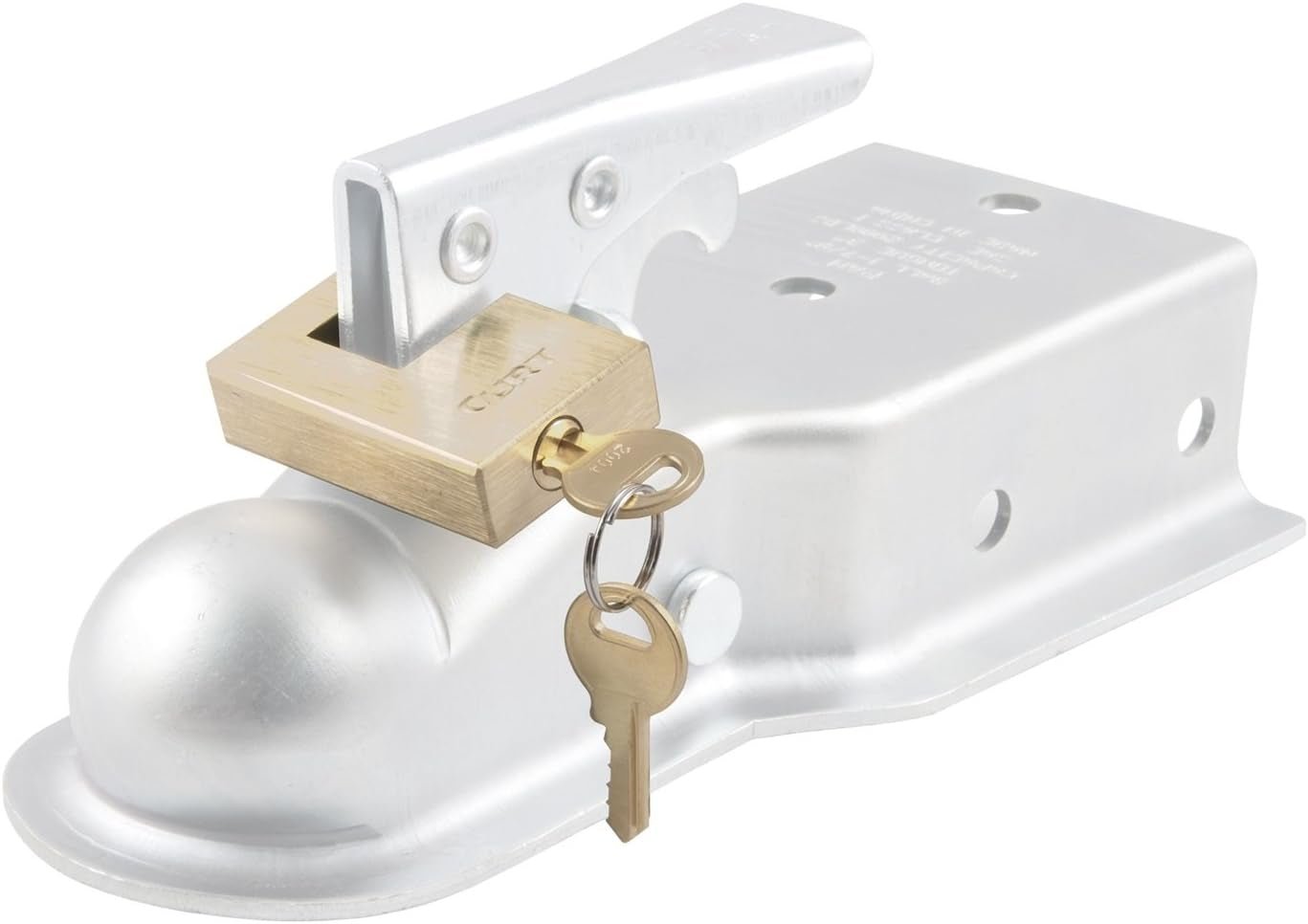CURT 23546 Brass Trailer Tongue Coupler Lock 1/4 Inch Pin - Inside The Bars