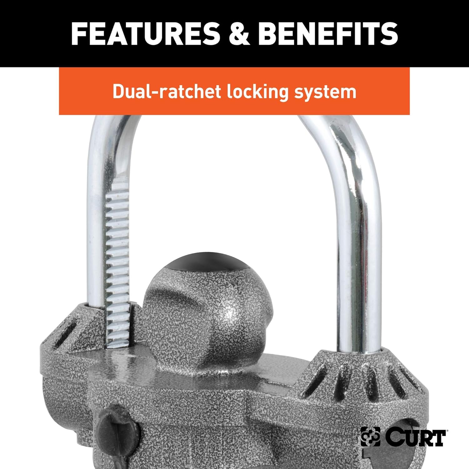 CURT 23659 Hammer - Tone Epoxy Coated Steel Trailer Lock - Inside The Bars
