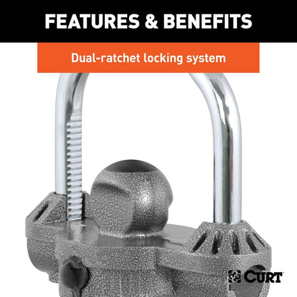 CURT 23659 Hammer - Tone Epoxy Coated Steel Trailer Lock - Inside The Bars