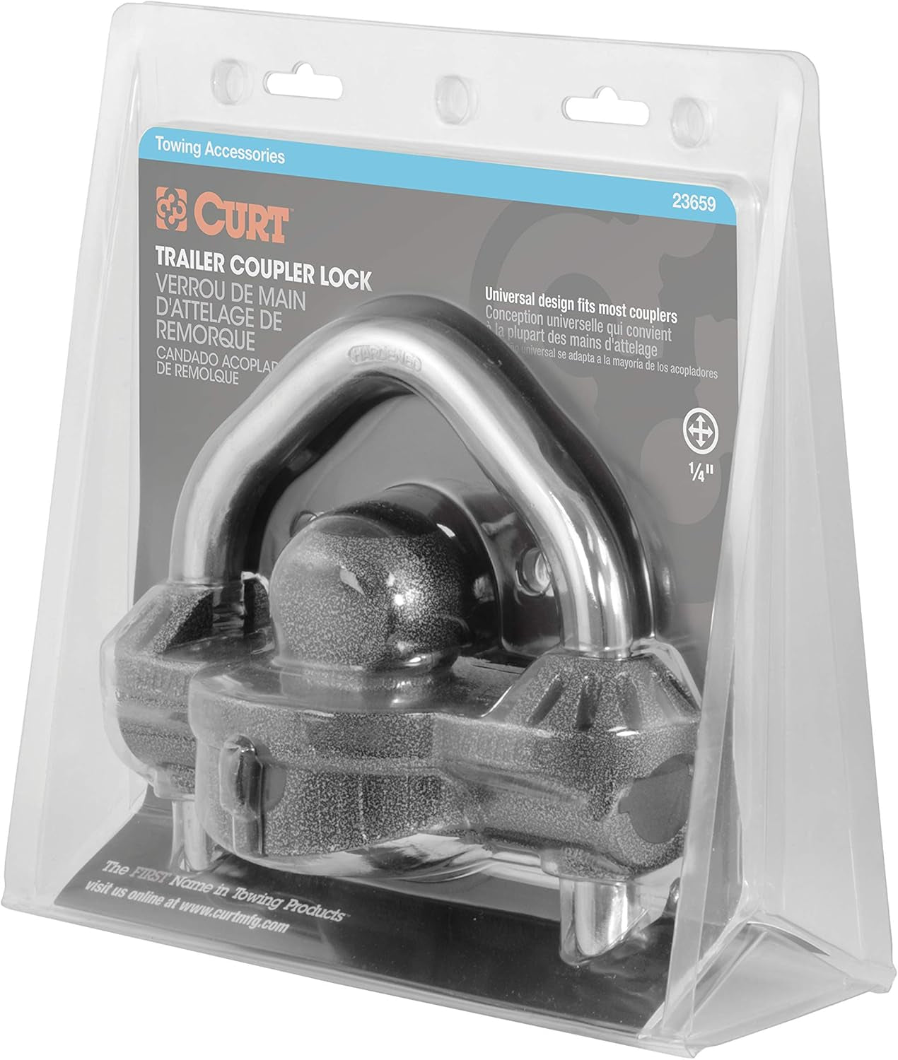 CURT 23659 Hammer - Tone Epoxy Coated Steel Trailer Lock - Inside The Bars