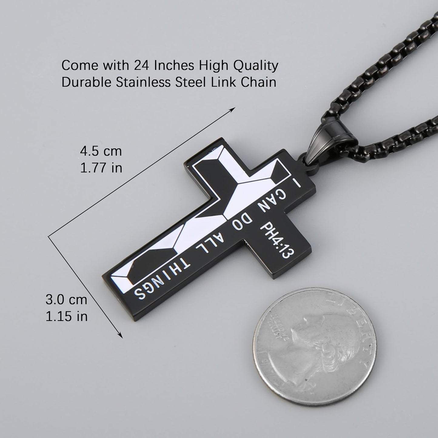 HZMAN Stainless Steel Soccer Cross Necklace for Men - Philippians 4:13 "I Can Do All Things