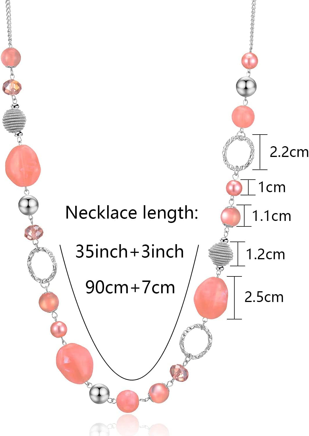 Pearl & Club Long Beaded Necklaces for Women - Fashion Jewelry Sweater Chain Gifts