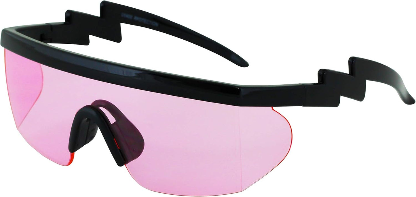 FLAWLESS EYEWEAR Semi-Rimless Retro Zigzag Sunglasses with Rainbow Mirrored Lenses
