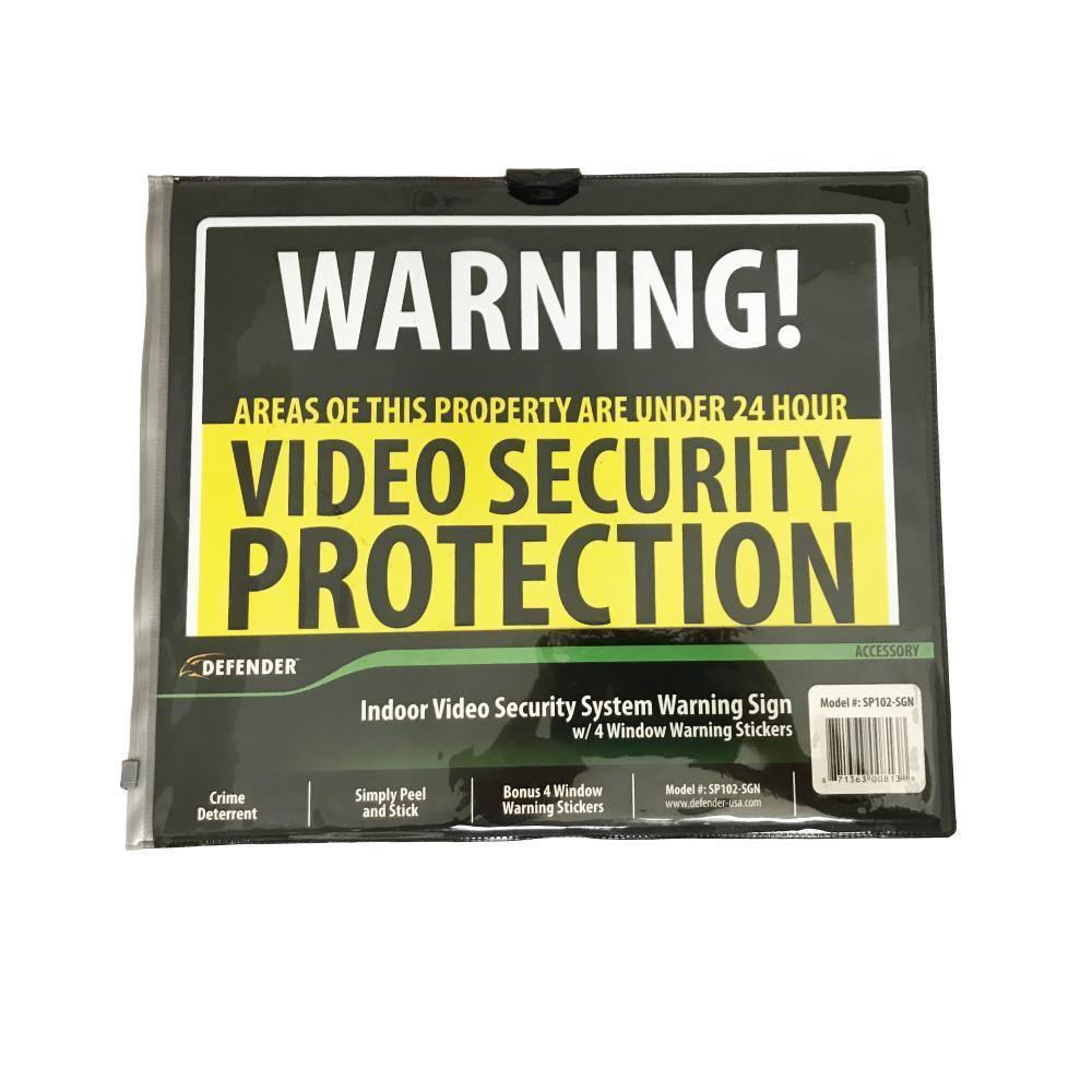 Defender Indoor Video Security System Warning Sign w/Stickers - Inside The Bars