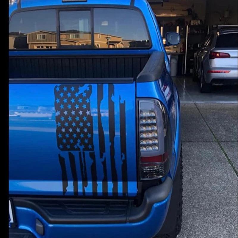 Distressed Vertical American Flag Car Decals for Pickup Trucks - Tailgate Stickers for FORD F150, DODGE RAM, GMC SIERRA - Inside The Bars