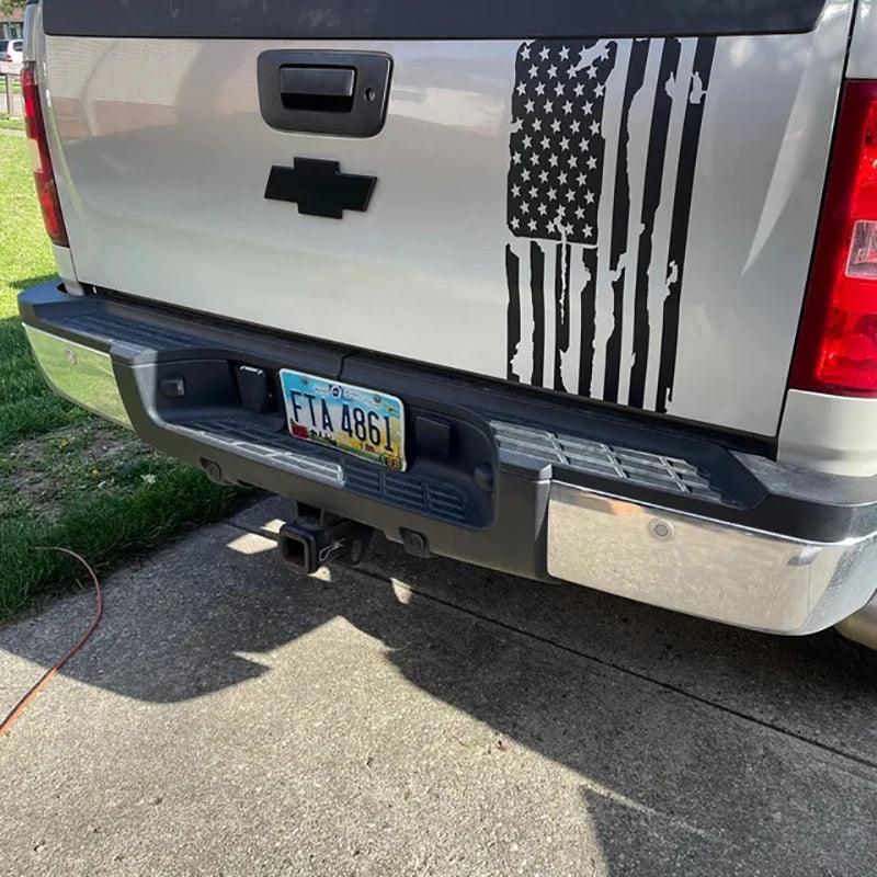 Distressed Vertical American Flag Car Decals for Pickup Trucks - Tailgate Stickers for FORD F150, DODGE RAM, GMC SIERRA - Inside The Bars