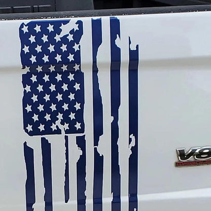 Distressed Vertical American Flag Car Decals for Pickup Trucks - Tailgate Stickers for FORD F150, DODGE RAM, GMC SIERRA - Inside The Bars
