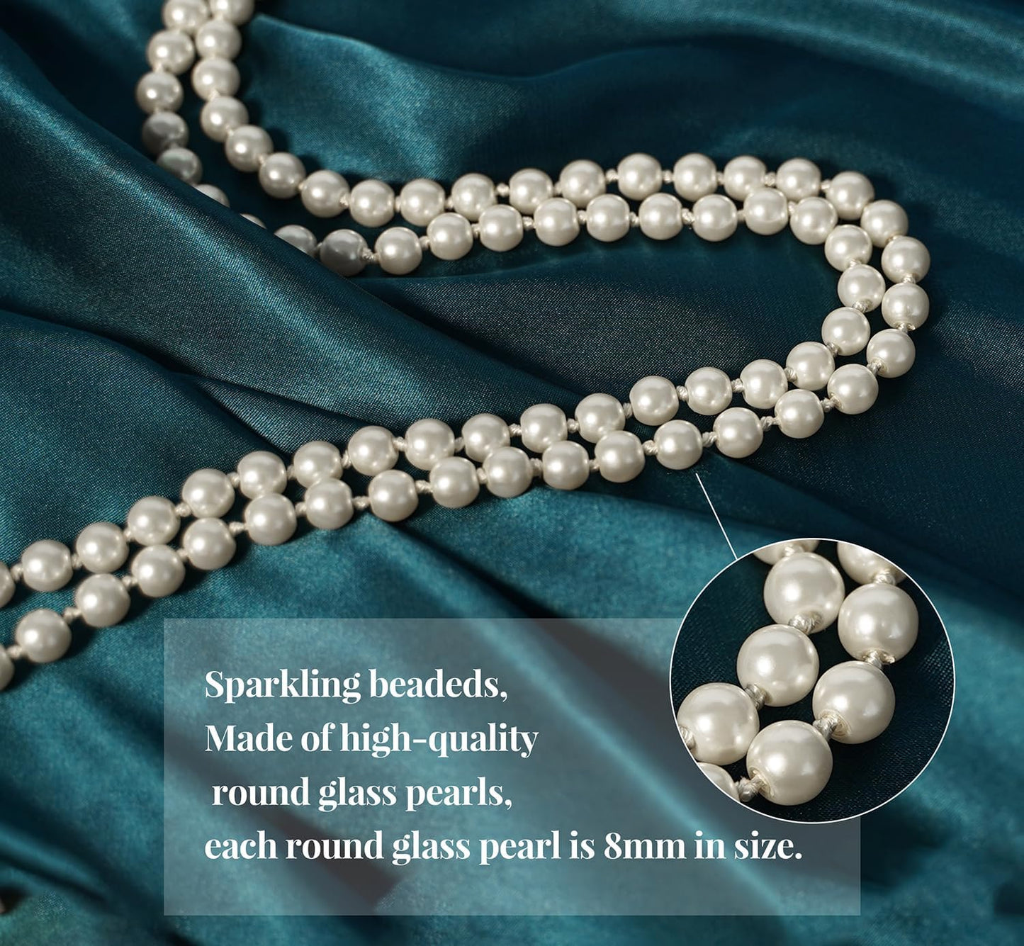 Cizoe 1920s-Inspired Faux Pearl Necklace - Vintage Cream Long Jewelry for Women