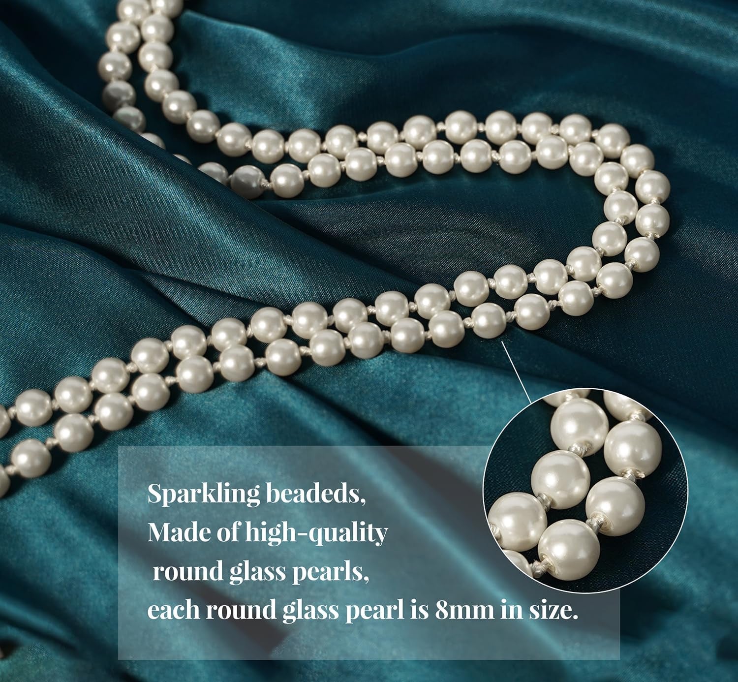 Cizoe 1920s-Inspired Faux Pearl Necklace - Vintage Cream Long Jewelry for Women
