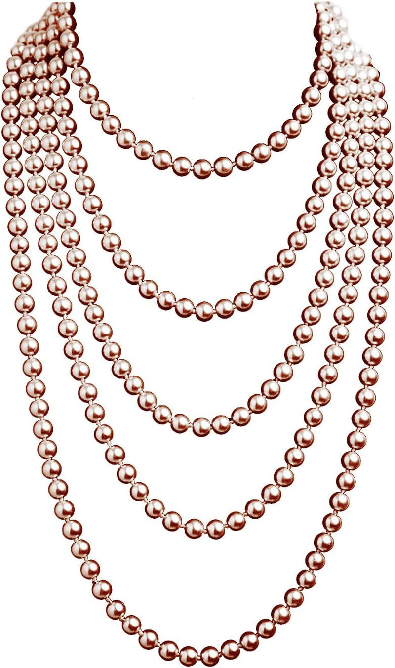 Cizoe 1920s-Inspired Faux Pearl Necklace - Vintage Cream Long Jewelry for Women