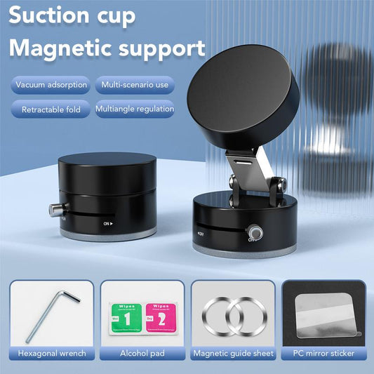 Magnetic Stand Vacuum Phone Stand Holder with Rotation,Foldable Design,Strong Magnet,Suitable for Smooth Surfaces Such as Room,Car,Glass,Kitchen,Gym,Etc