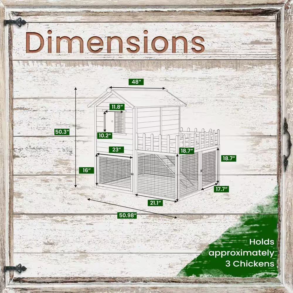 Elevated Wooden Chicken Coop for 1 to 3 Chickens - Inside The Bars
