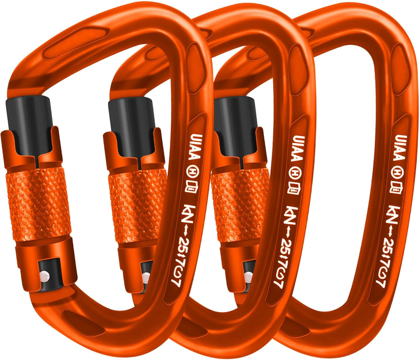25kN Auto-Locking D-Shaped Carabiner Clips - Heavy Duty Large Locking Carabiners for Rock and Ice Climbing, Rappelling, Rescue, and Swinging Activities