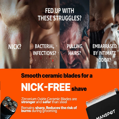 Groin Hair Trimmer for Men Waterproof Ceramiblade Shaver - Inside The Bars