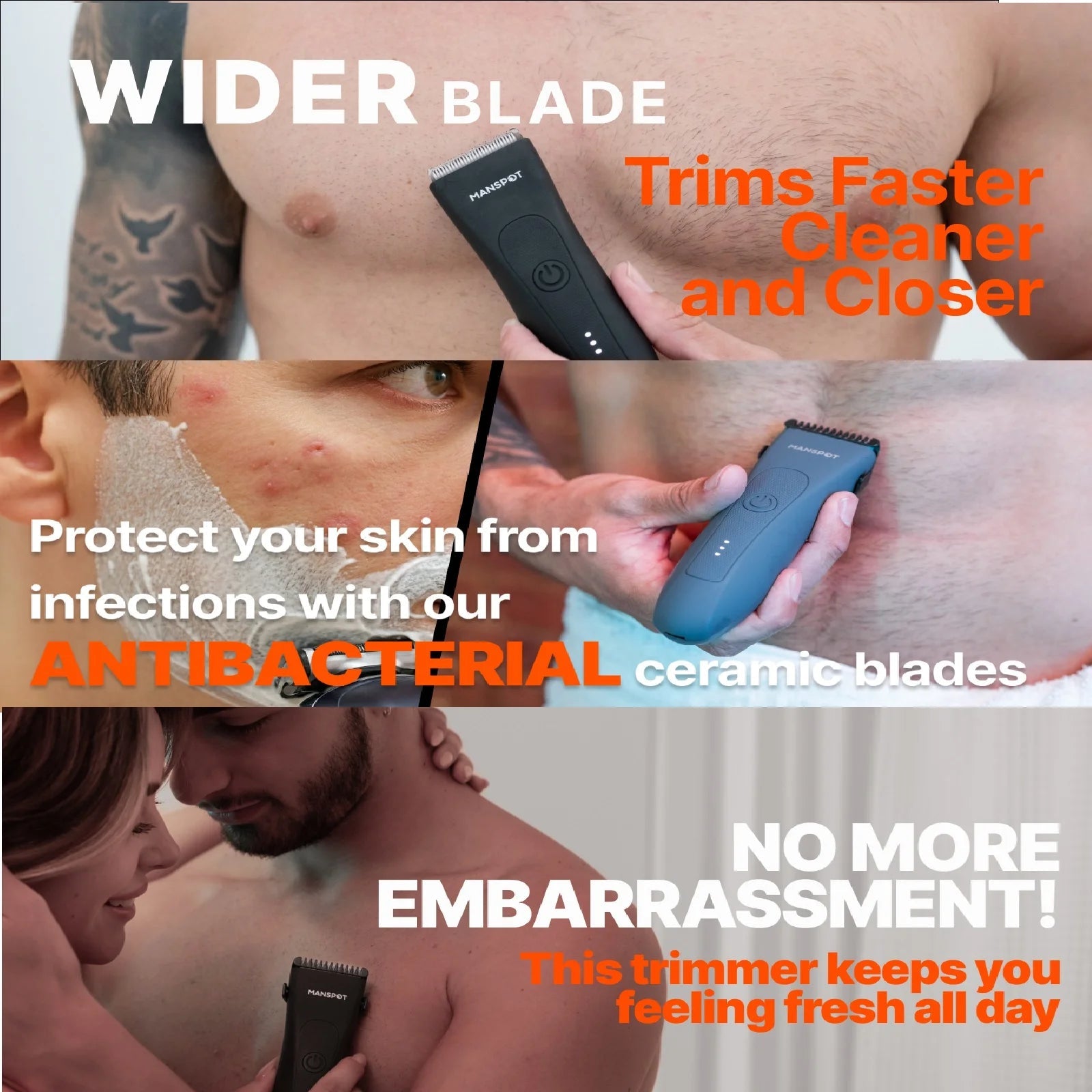 Groin Hair Trimmer for Men Waterproof Ceramiblade Shaver - Inside The Bars