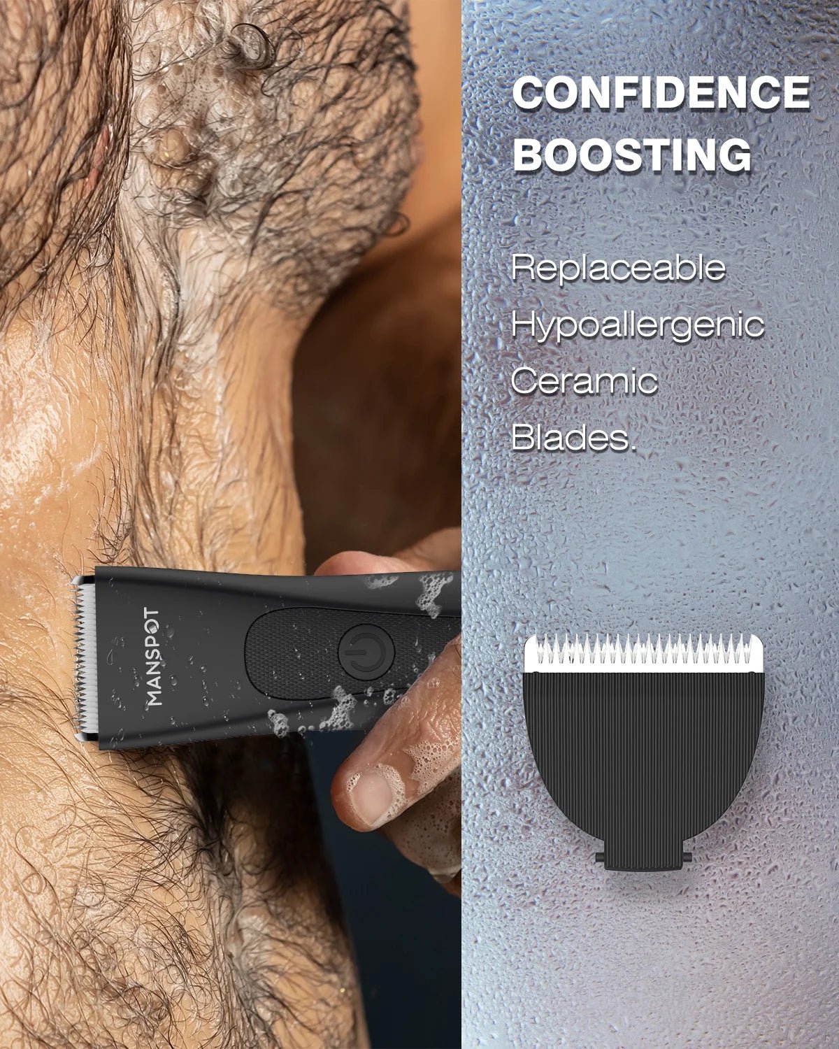 Groin Hair Trimmer for Men Waterproof Ceramiblade Shaver - Inside The Bars