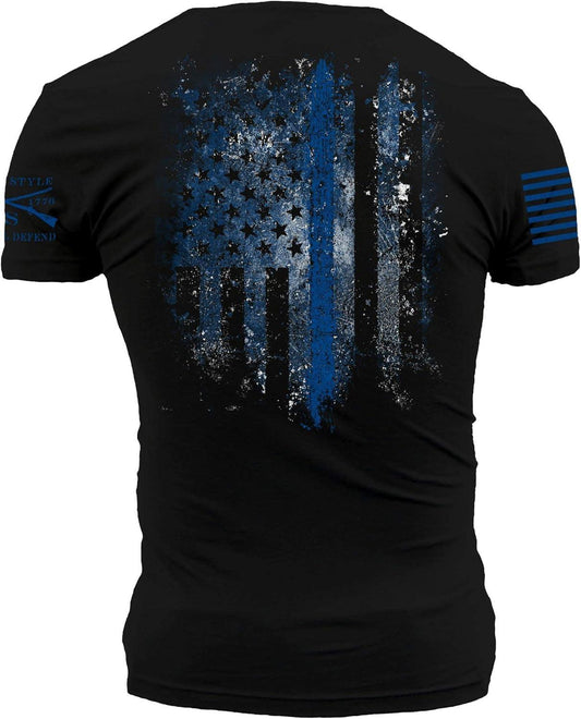 Grunt Style Blue Shield - Men'S T-Shirt Black - Inside The Bars