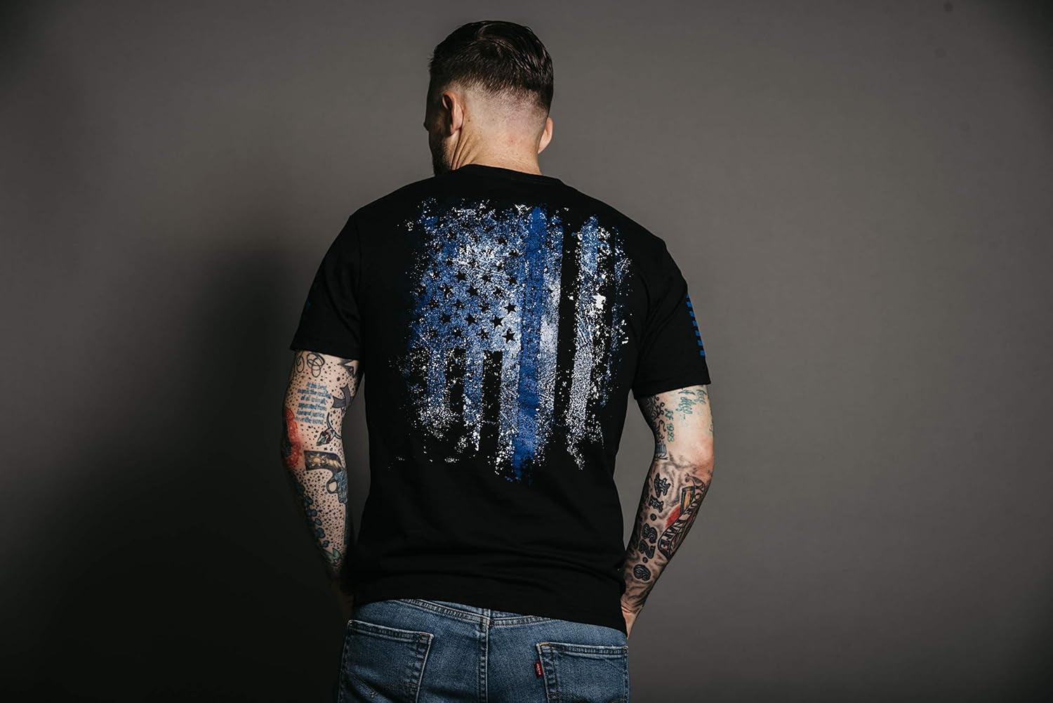 Grunt Style Blue Shield - Men'S T-Shirt Black - Inside The Bars