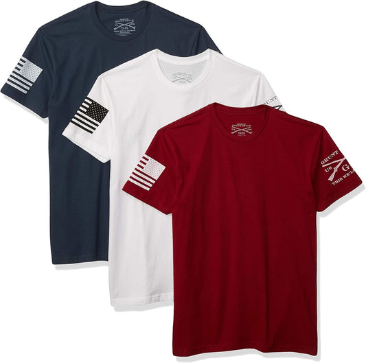 Grunt Style Men's Patriot Pack: Set of Three T-Shirts - Inside The Bars