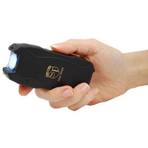 Hot Shot stun gun with flashlight and Battery Meter Black - Inside The Bars