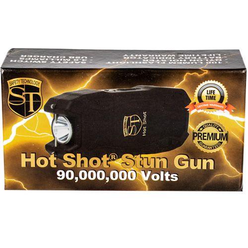 Hot Shot stun gun with flashlight and Battery Meter Black - Inside The Bars