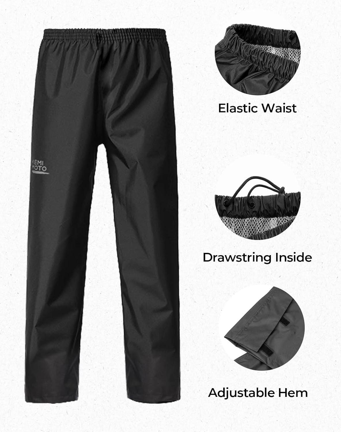 KEMIMOTO Men's Waterproof Rain Suit - Versatile Motorcycle Gear with Breathable Rain Coat and Pants Set - Inside The Bars