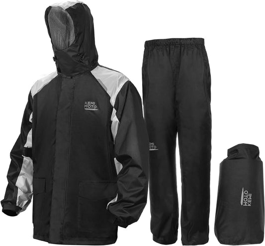 KEMIMOTO Men's Waterproof Rain Suit - Versatile Motorcycle Gear with Breathable Rain Coat and Pants Set - Inside The Bars