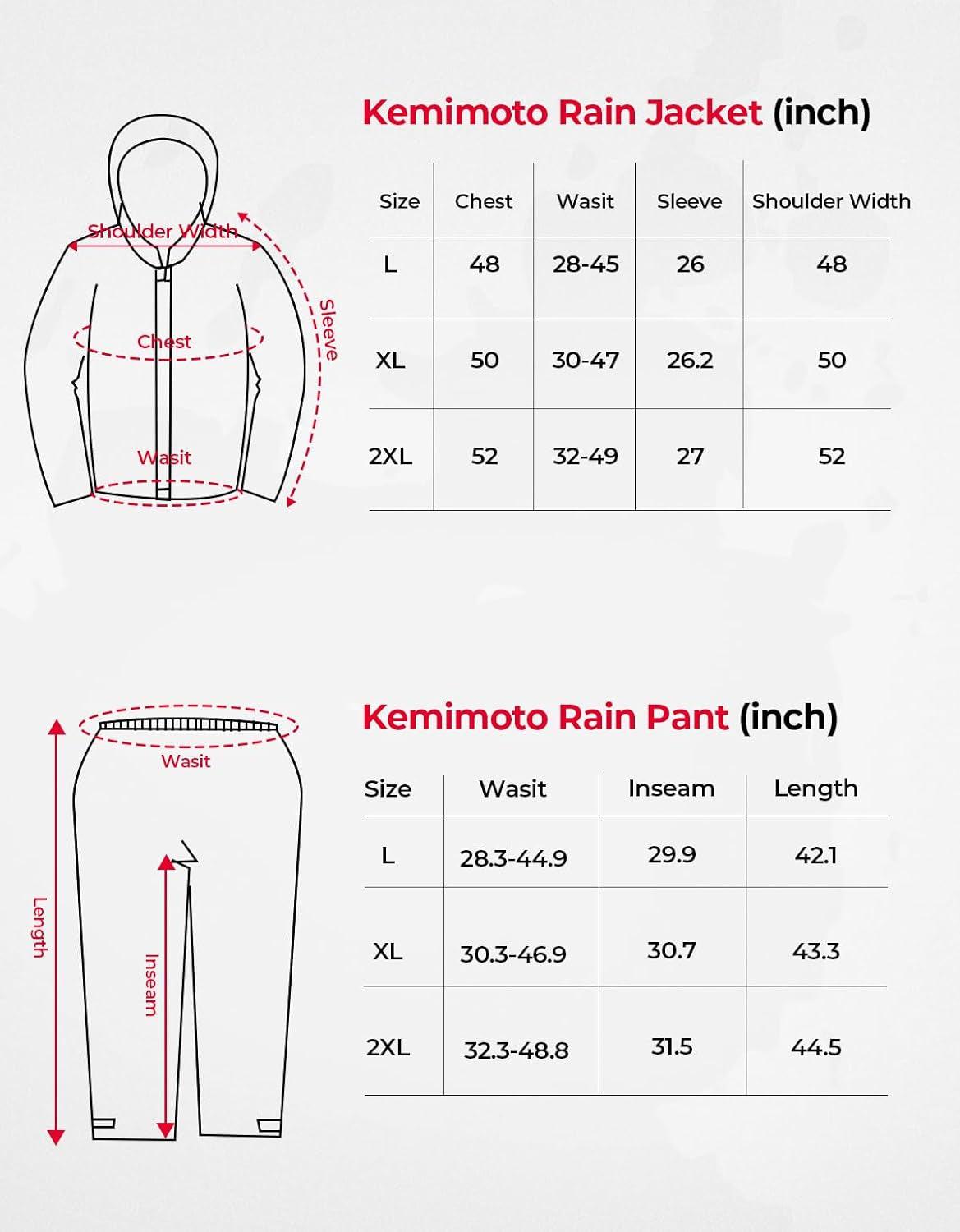 KEMIMOTO Men's Waterproof Rain Suit - Versatile Motorcycle Gear with Breathable Rain Coat and Pants Set - Inside The Bars