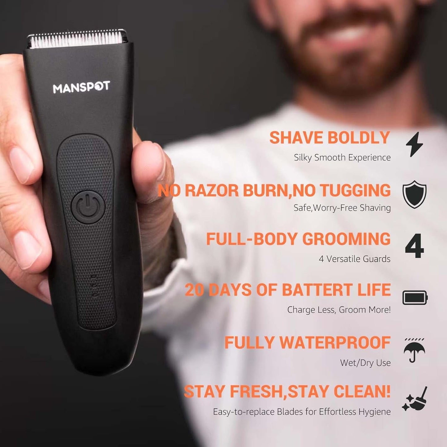 MANSPOT Electric Groin Hair Trimmer for Men Complete Grooming Kit - Inside The Bars