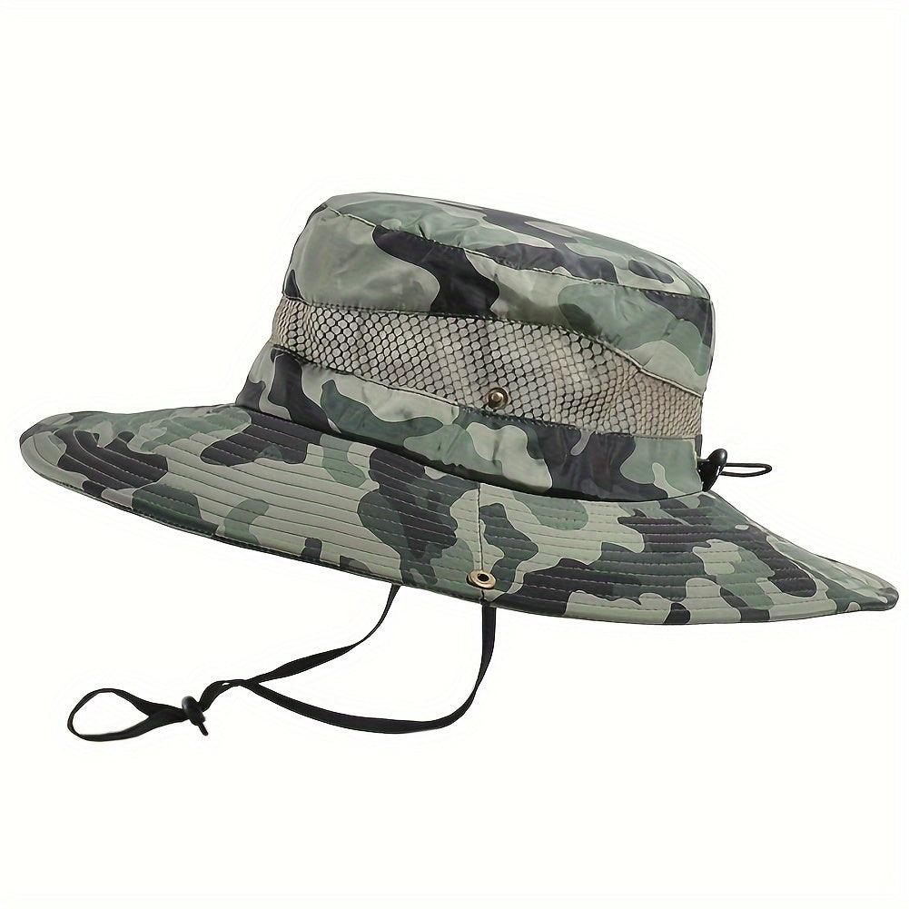 Mens Fishing Hat Wide Brim Sun Hat With Outdoor UV Protection Bucket Hat For Safari Beach Hiking Garden, Camouflage Style - Inside The Bars