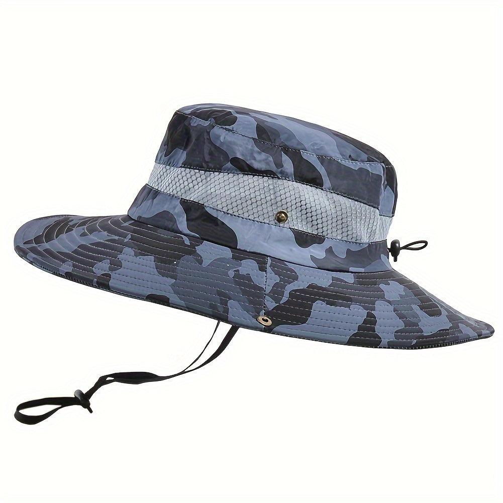 Mens Fishing Hat Wide Brim Sun Hat With Outdoor UV Protection Bucket Hat For Safari Beach Hiking Garden, Camouflage Style - Inside The Bars