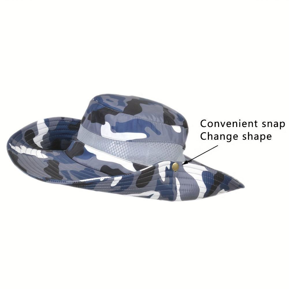 Mens Fishing Hat Wide Brim Sun Hat With Outdoor UV Protection Bucket Hat For Safari Beach Hiking Garden, Camouflage Style - Inside The Bars