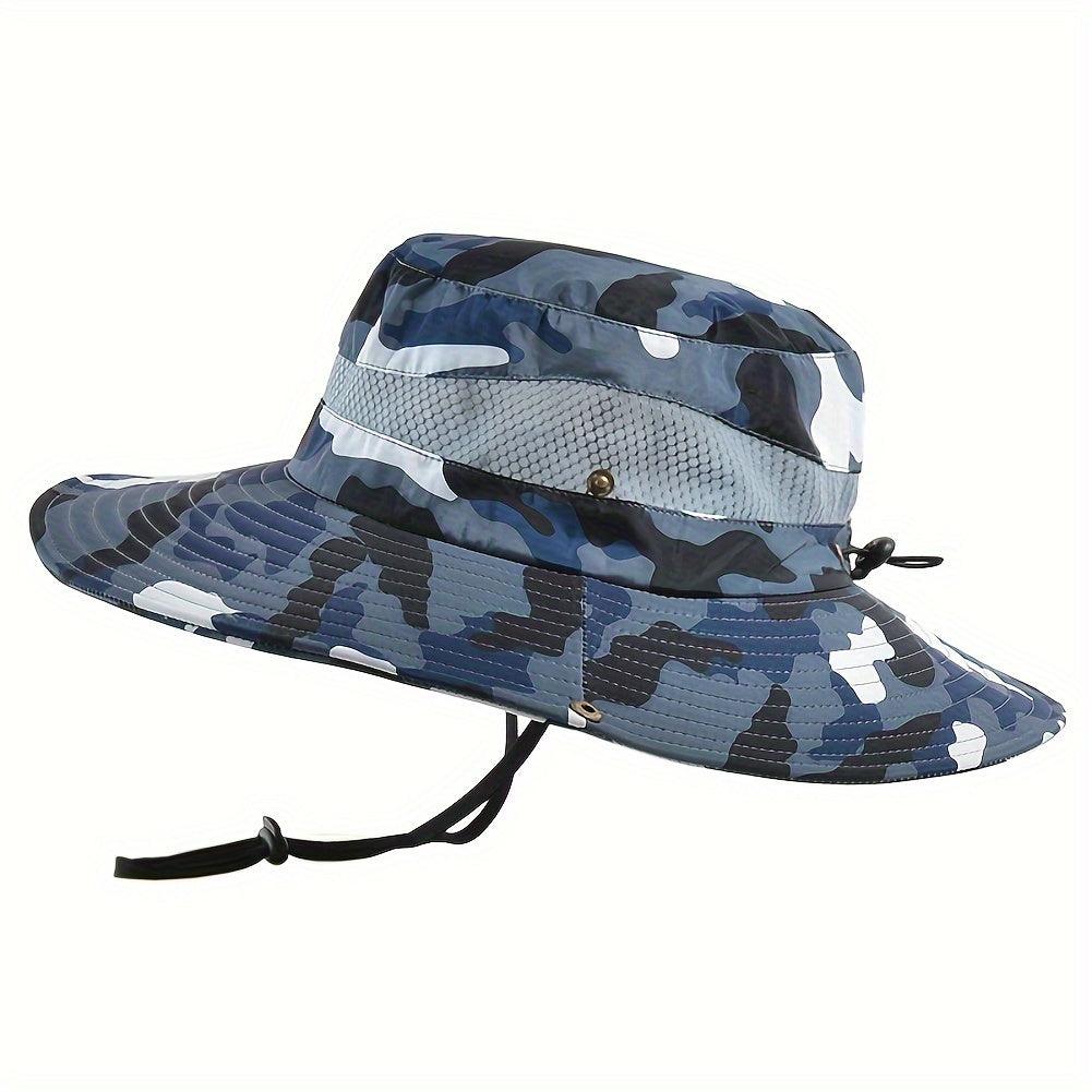 Mens Fishing Hat Wide Brim Sun Hat With Outdoor UV Protection Bucket Hat For Safari Beach Hiking Garden, Camouflage Style - Inside The Bars