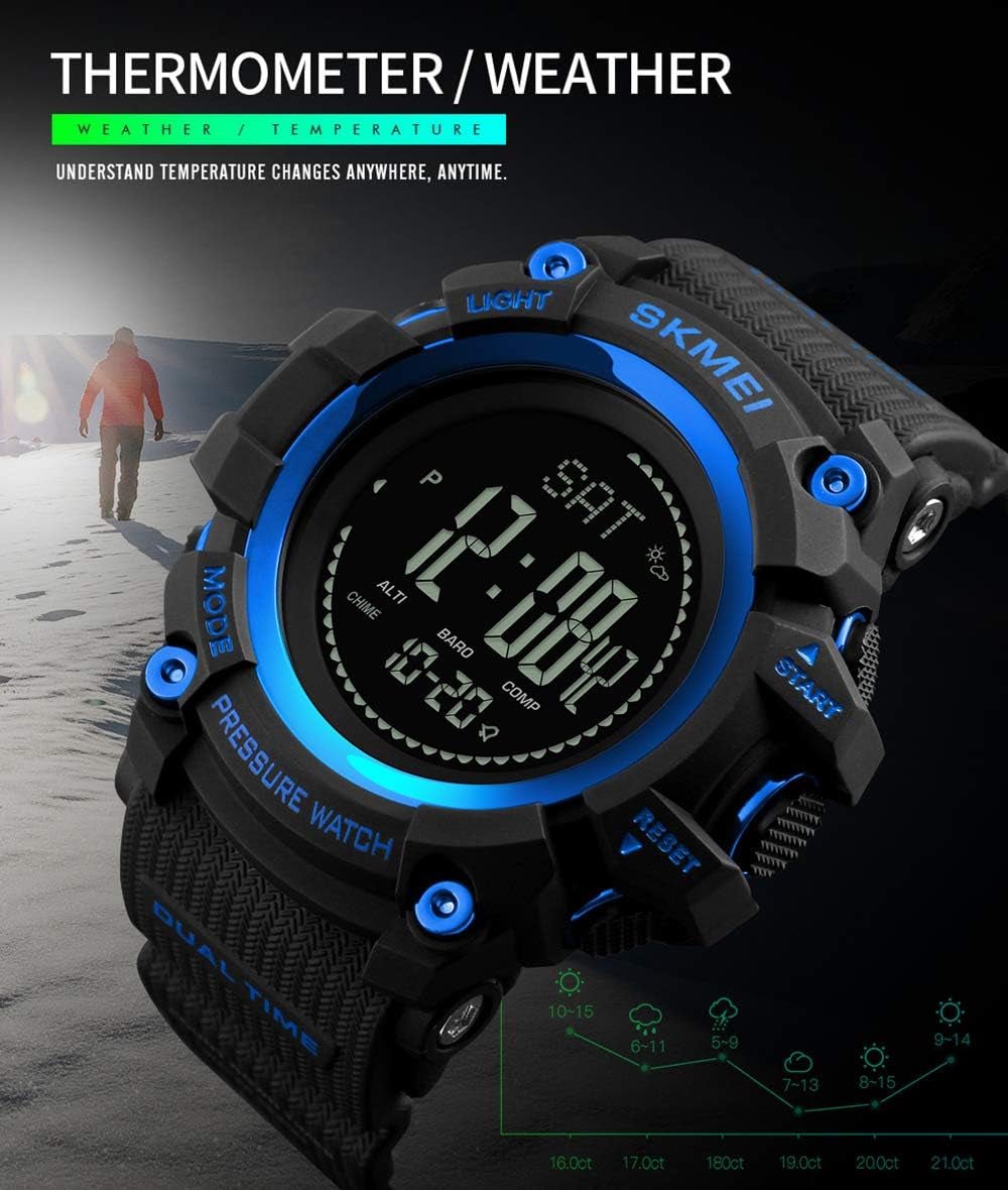 Men's Outdoor Sports Digital Watch with Pedometer Blue - Inside The Bars