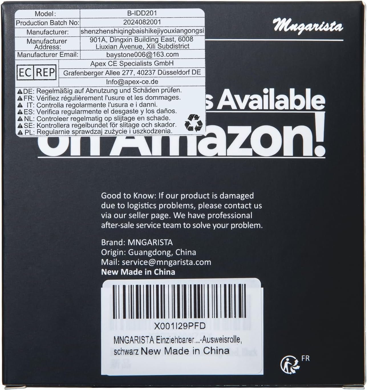 MNGARISTA Heavy - Duty Tactical ID Card Holder with Retractable 31.5" Keychain and Carabiner, Durable Black Design - Inside The Bars