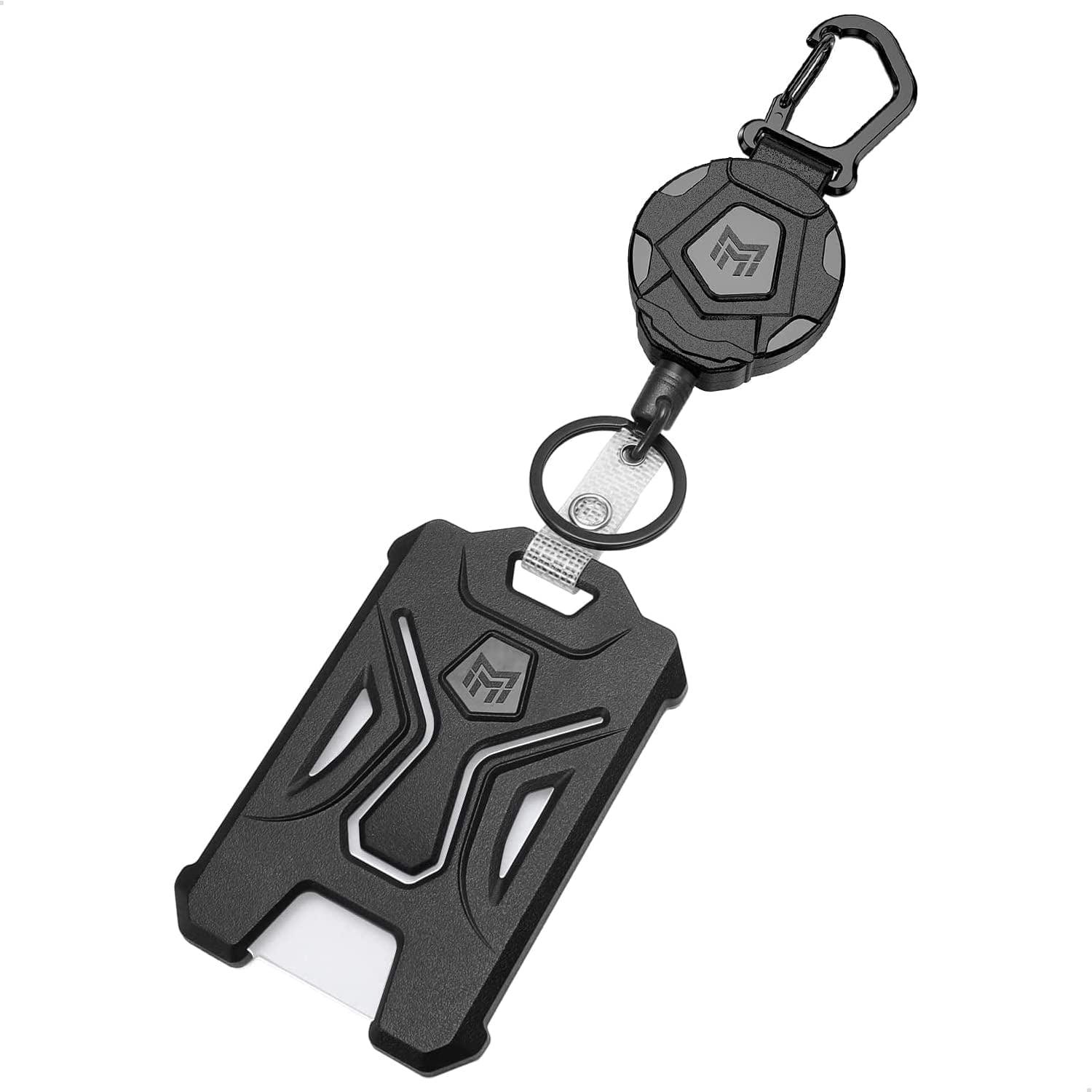 MNGARISTA Heavy - Duty Tactical ID Card Holder with Retractable 31.5" Keychain and Carabiner, Durable Black Design - Inside The Bars