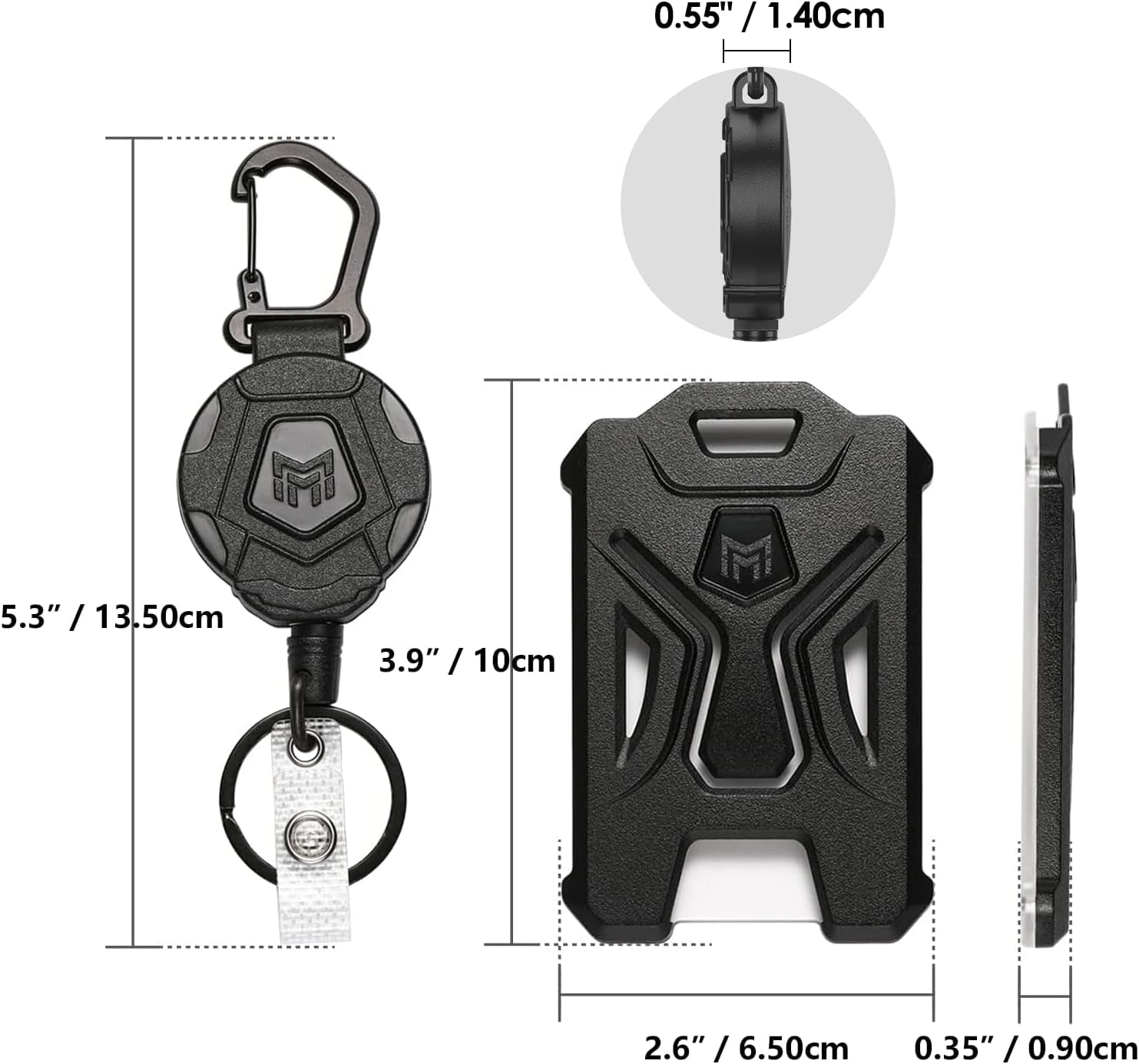 MNGARISTA Heavy - Duty Tactical ID Card Holder with Retractable 31.5" Keychain and Carabiner, Durable Black Design - Inside The Bars