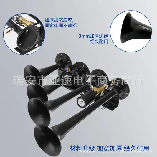 Pneumatic Truck Horn System with Four Tubes - Inside The Bars
