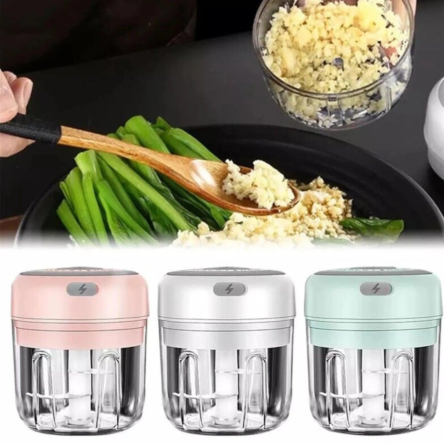 Portable Electric 300ML Mini Garlic & Vegetable Chopper Mincer Mixer - Inside The Bars