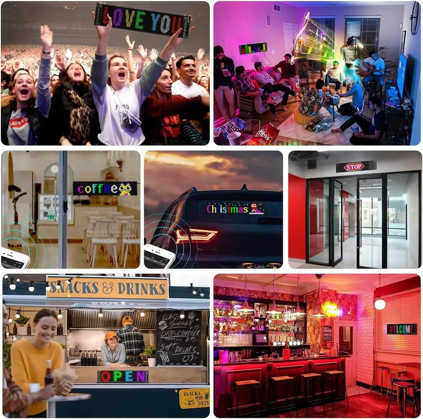 Programmable Scrolling LED Matrix Display Panel - Waterproof USB Car Sign for Animated Shop Advertisements - Inside The Bars