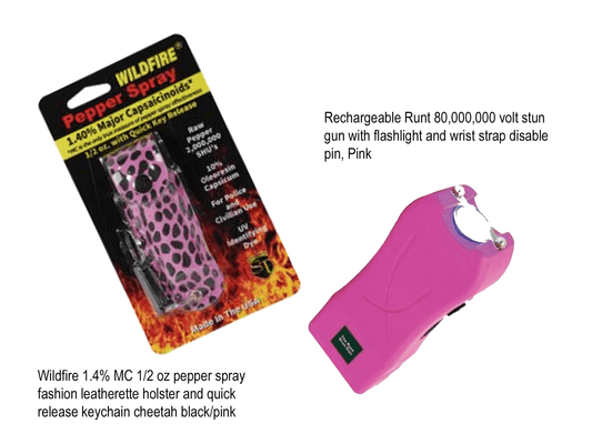 Runt Pink Ultimate Self - Defense Stun Gun and Pepper Spray Combo - Inside The Bars